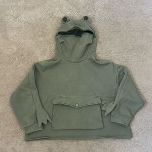MODA KAWA Frog Hoodie Sweatshirt Costume w/ pouch, frog hands, frog head & eyes!